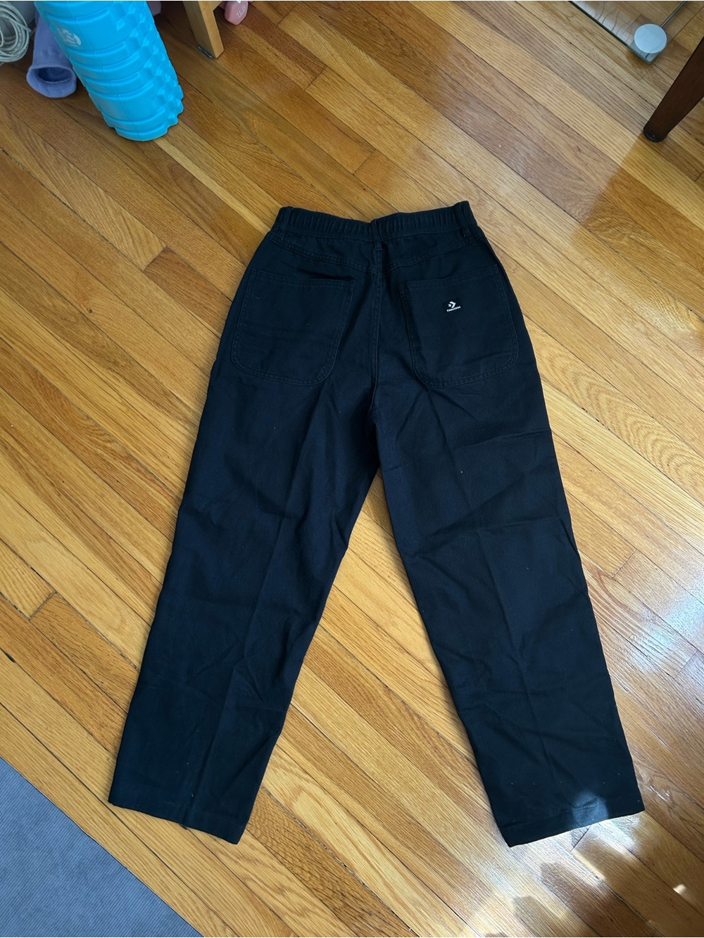 Converse Black Cotton Cargo Utility Pants Size XS Drawstring Waist